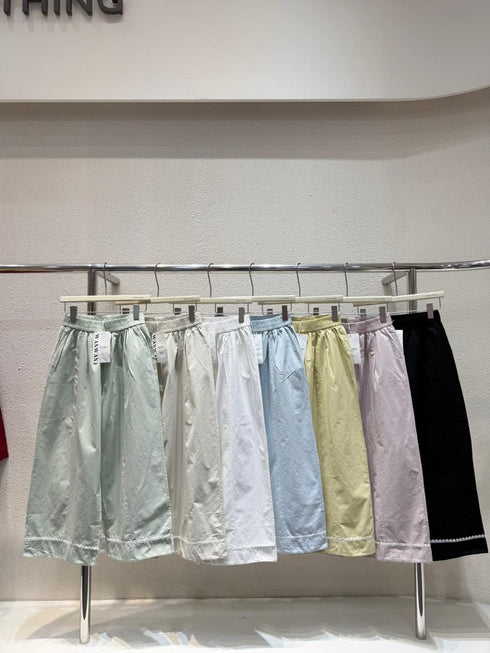 WANWAN Wide Leg Lace Border Trousers